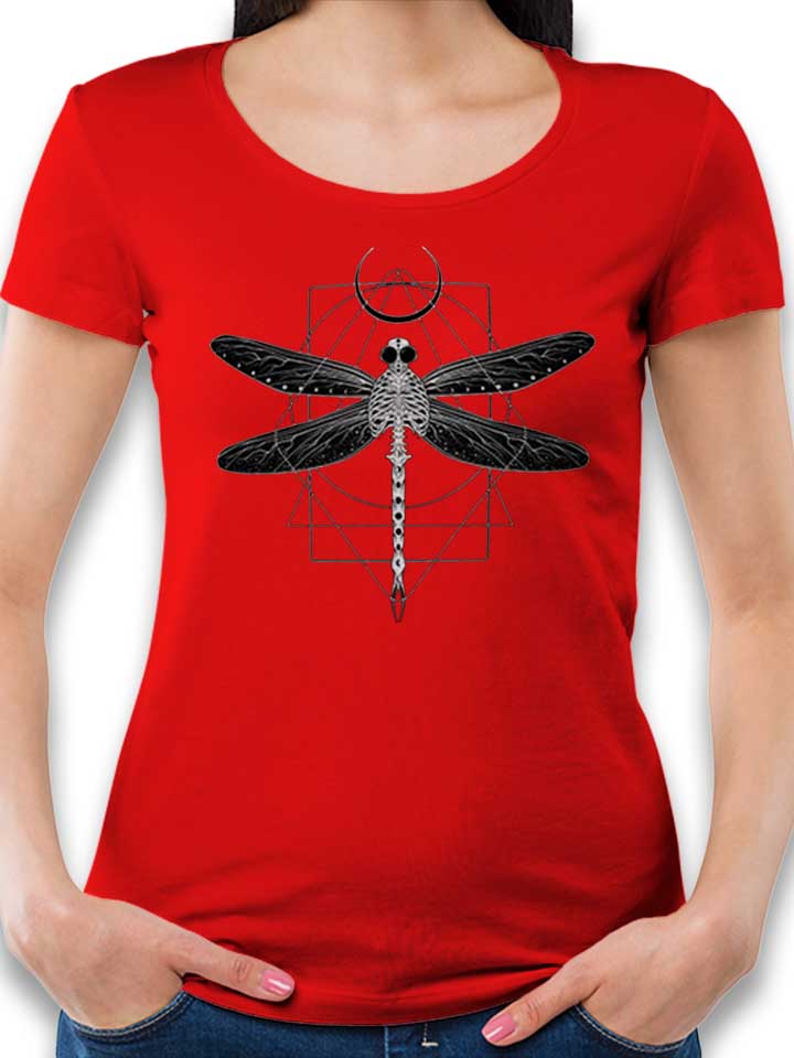 Magical Cosmic Dragonfly T-Shirt Femme rouge L