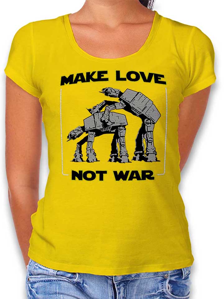Make Love Not War At At Damen T-Shirt gelb L