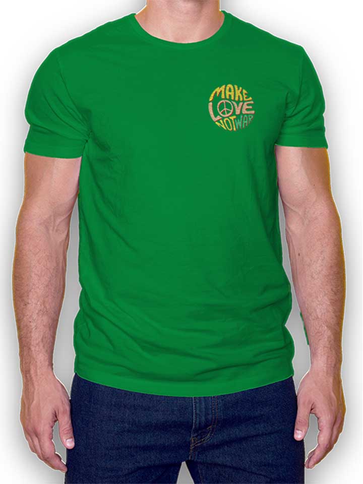 Make Love Not War Chest Print Camiseta verde L