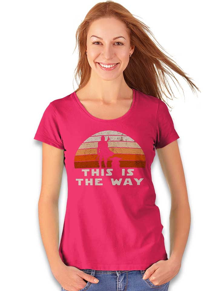 mando-this-is-the-way-sunset-damen-t-shirt fuchsia 2