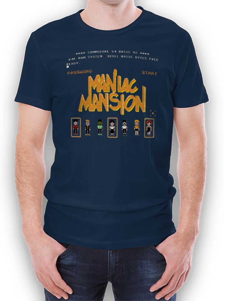 maniac-mansion-t-shirt dunkelblau 1