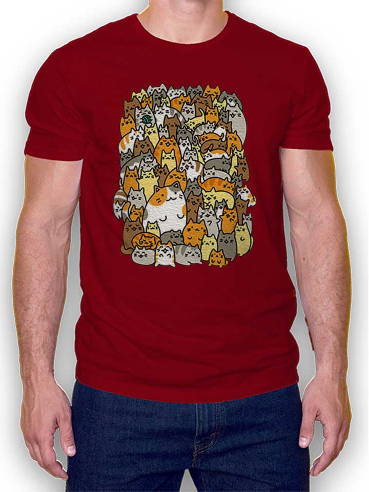 Many Cats Camiseta burdeos L