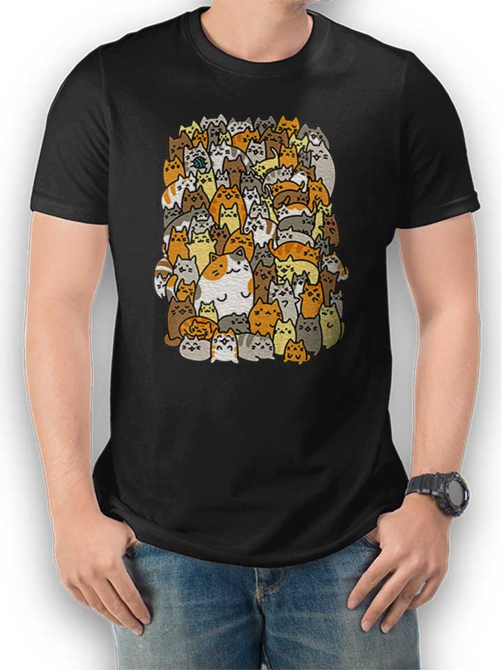 Many Cats T-Shirt schwarz L