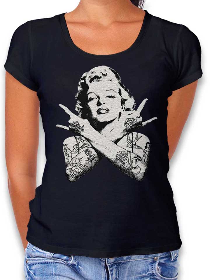 Marilyn Monroe Pin Up Tattoo Damen T-Shirt schwarz L