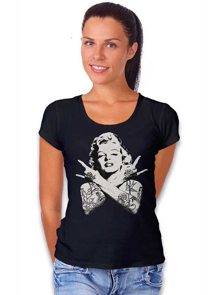marilyn-monroe-pin-up-tattoo-damen-t-shirt schwarz 2