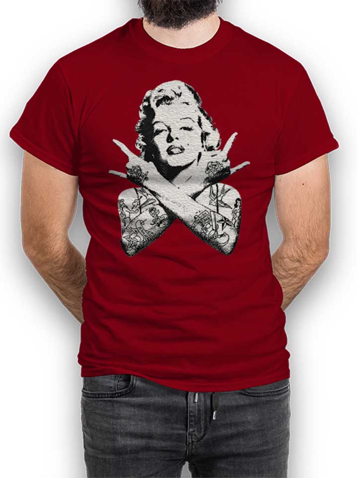 Marilyn Monroe Pin Up Tattoo T-Shirt bordeaux L