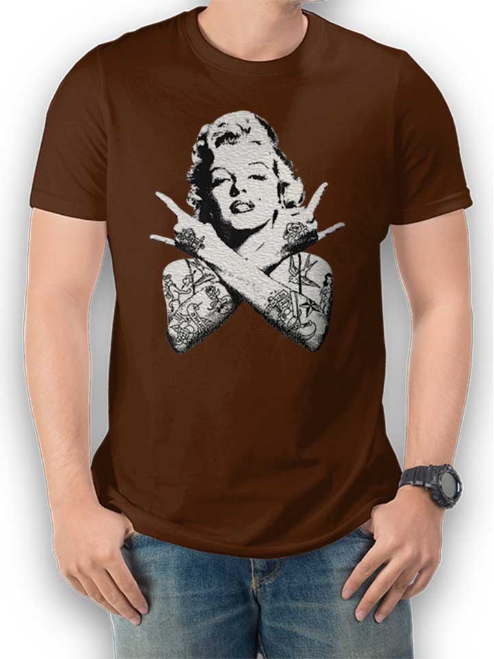 Marilyn Monroe Pin Up Tattoo T-Shirt brown L