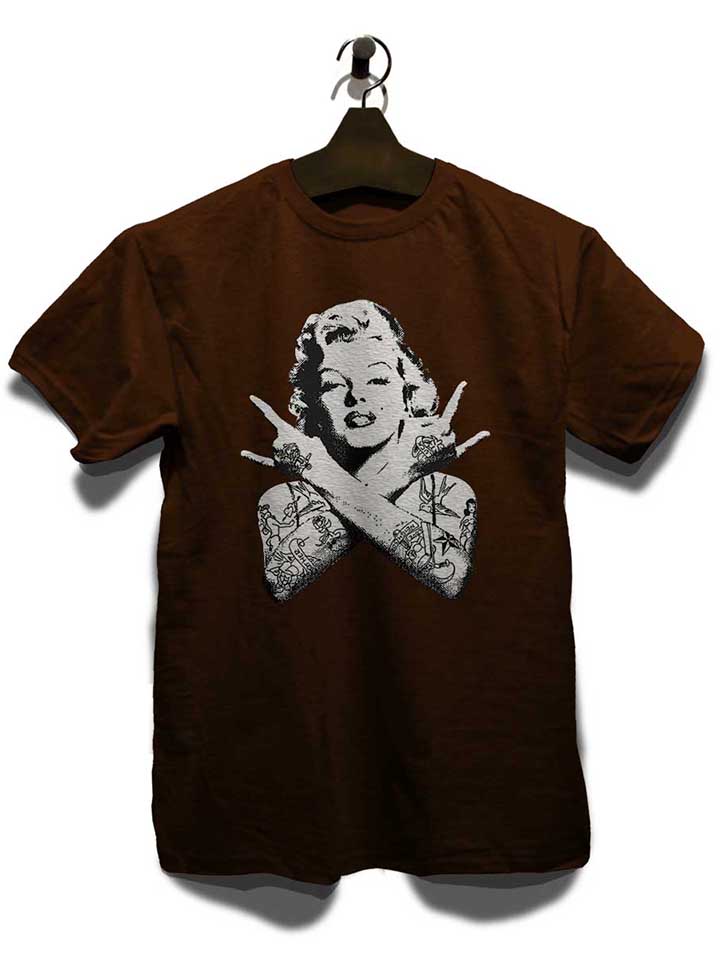 marilyn-monroe-pin-up-tattoo-t-shirt braun 3