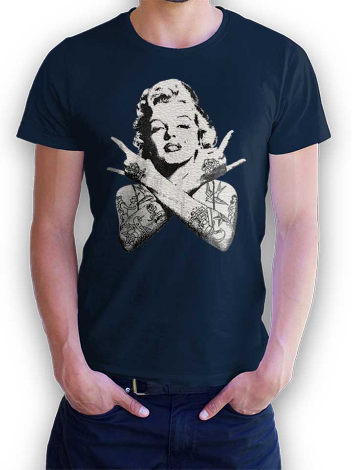 Marilyn Monroe Pin Up Tattoo T-Shirt dunkelblau L