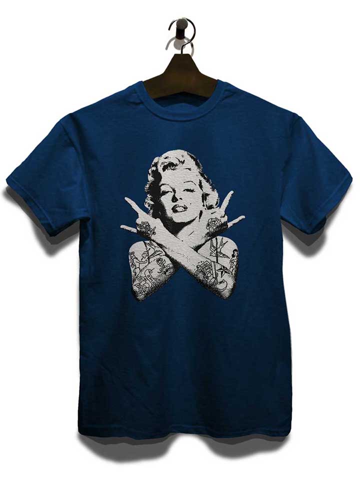 marilyn-monroe-pin-up-tattoo-t-shirt dunkelblau 3