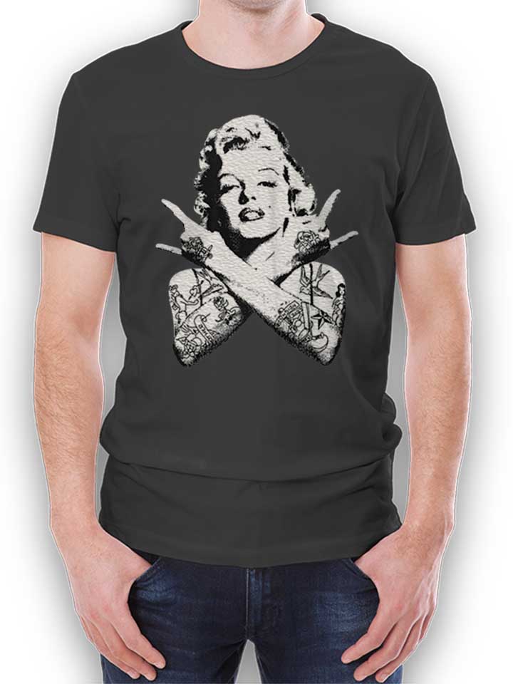 Marilyn Monroe Pin Up Tattoo T-Shirt grigio-scuro L