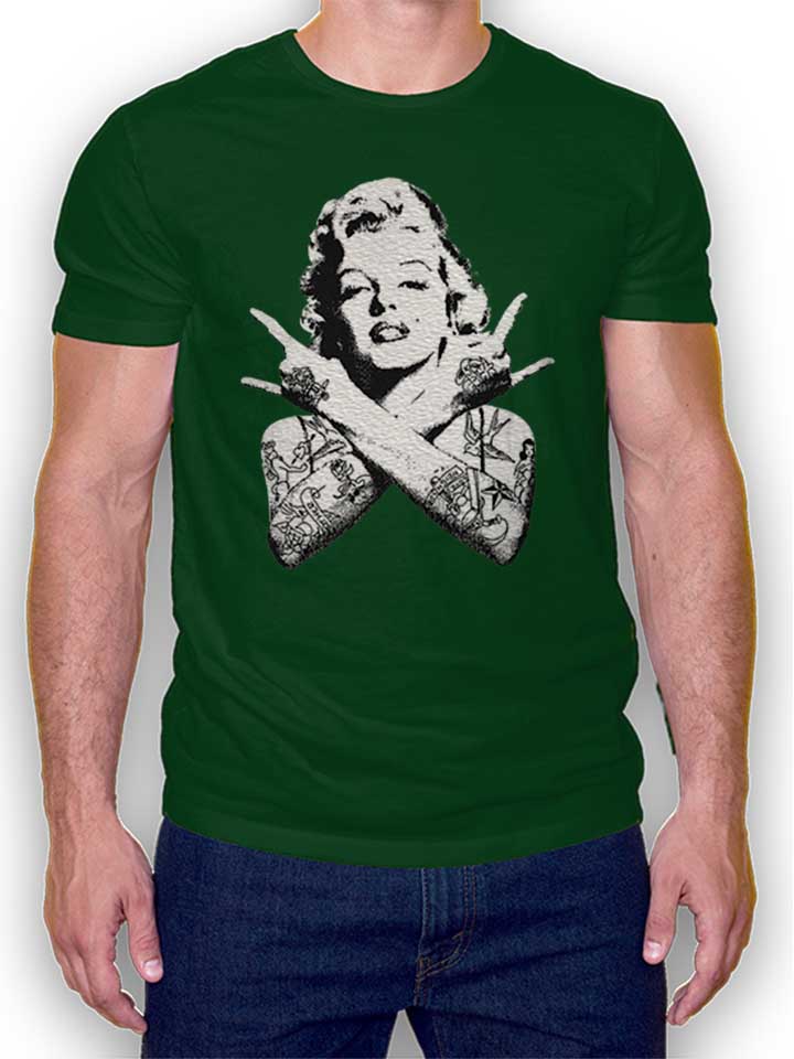 Marilyn Monroe Pin Up Tattoo T-Shirt dark-green L