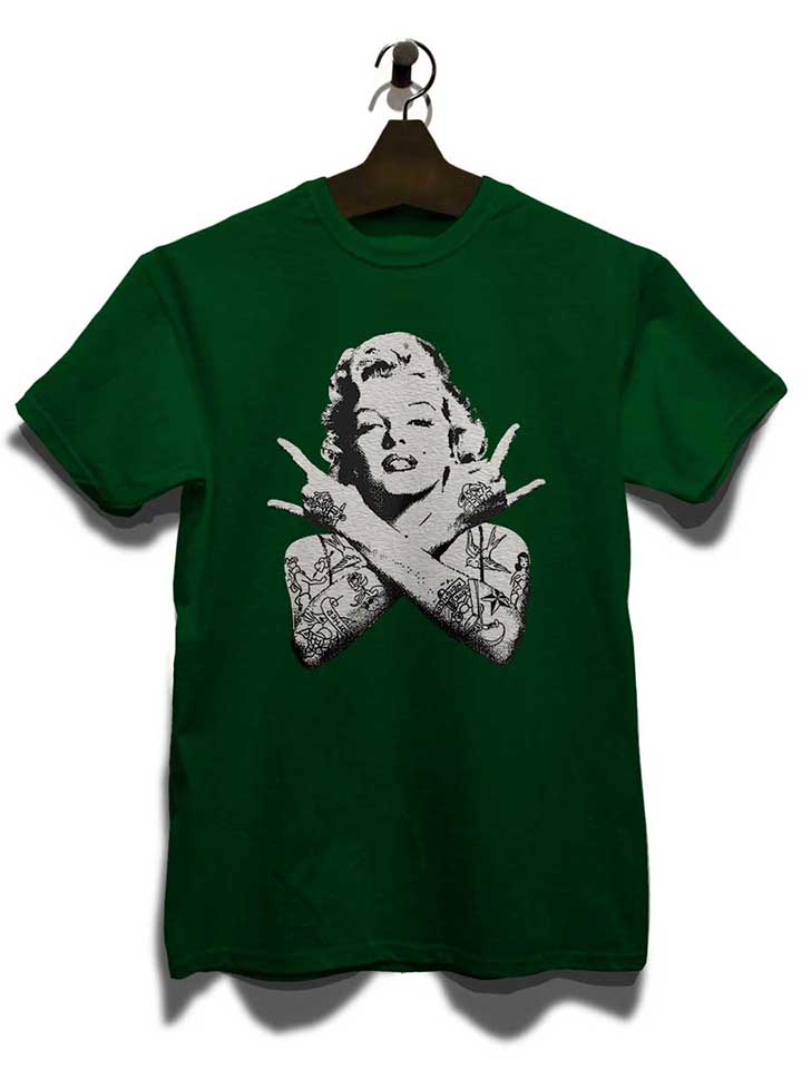 marilyn-monroe-pin-up-tattoo-t-shirt dunkelgruen 3