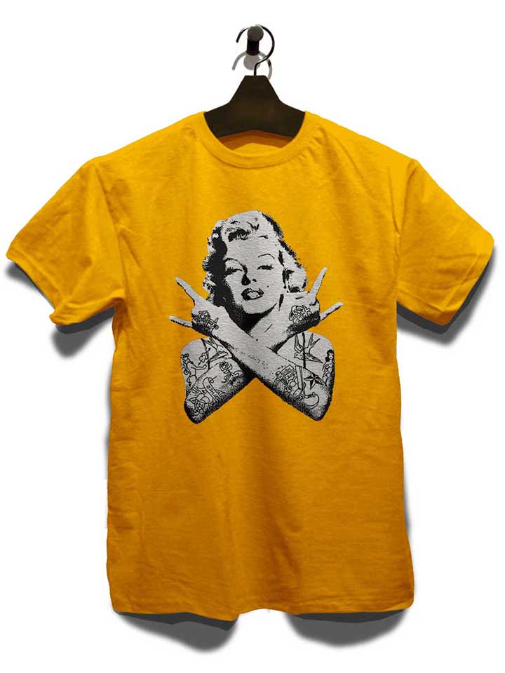 marilyn-monroe-pin-up-tattoo-t-shirt gelb 3
