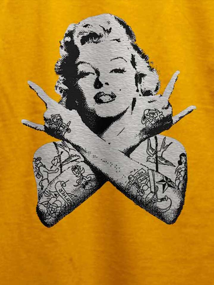 marilyn-monroe-pin-up-tattoo-t-shirt gelb 4