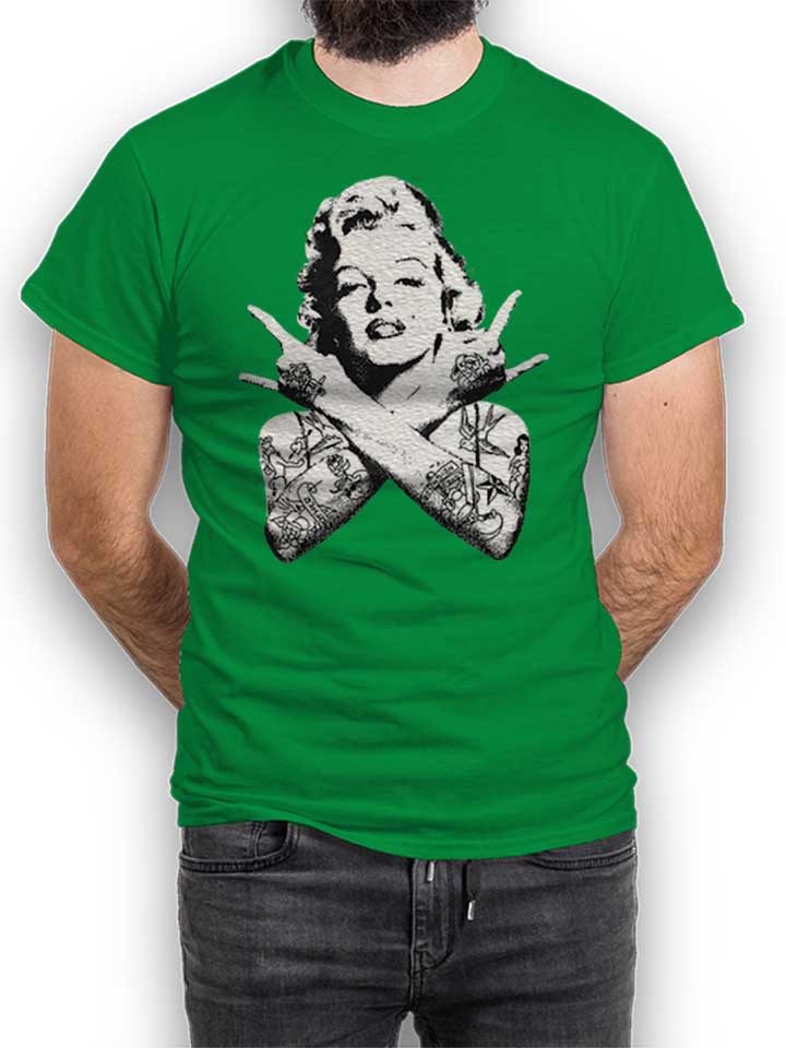 Marilyn Monroe Pin Up Tattoo T-Shirt verde L