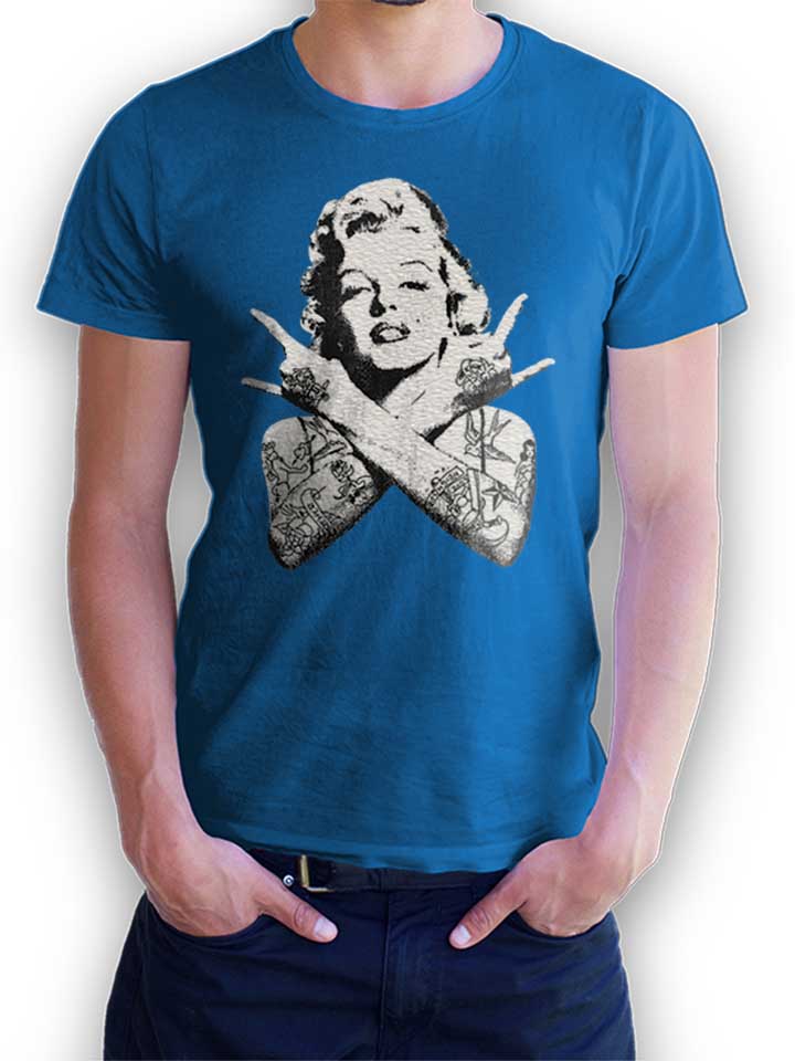 Marilyn Monroe Pin Up Tattoo Camiseta azul-real L
