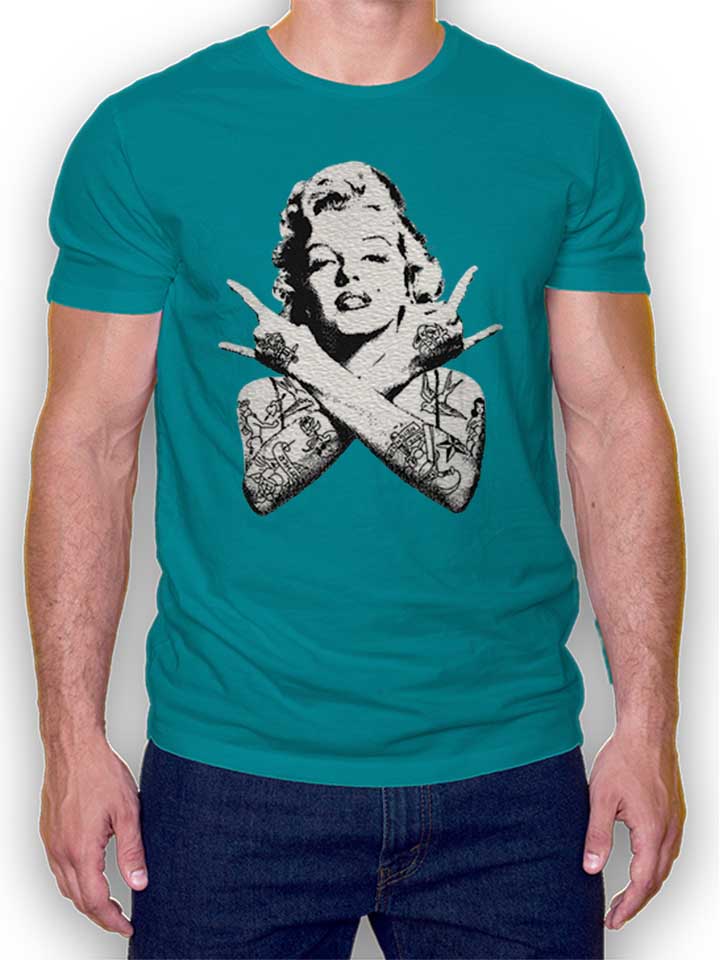Marilyn Monroe Pin Up Tattoo T-Shirt tuerkis L