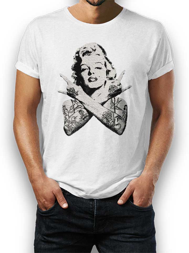 Marilyn Monroe Pin Up Tattoo T-Shirt weiss L