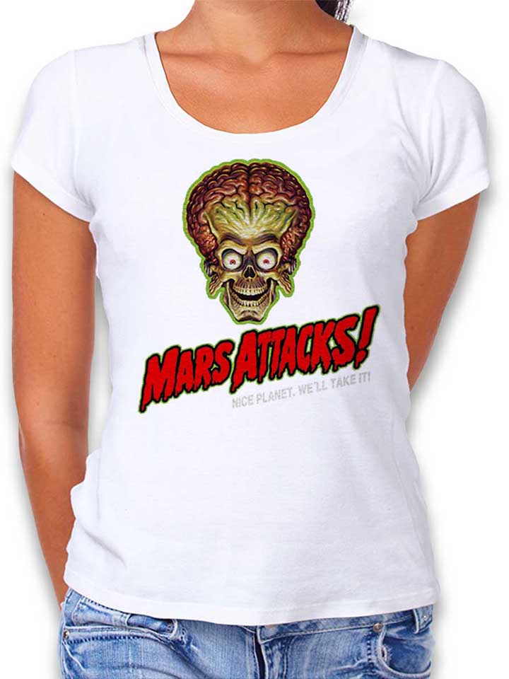 Mars Attacks Damen T-Shirt weiss L