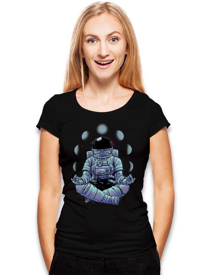 meditation-yoga-astronaut-damen-t-shirt schwarz 2