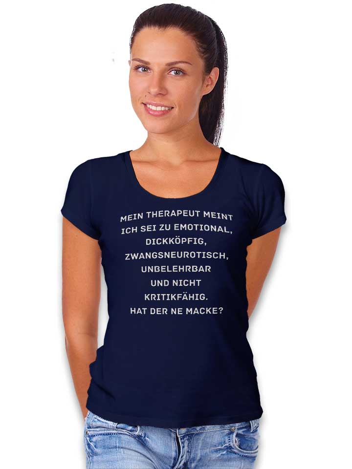 mein-therapeut-meint-ich-sei-zu-emotional-damen-t-shirt dunkelblau 2