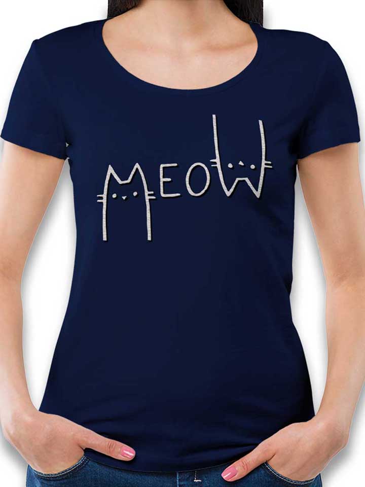 Meow Cat Damen T-Shirt dunkelblau L