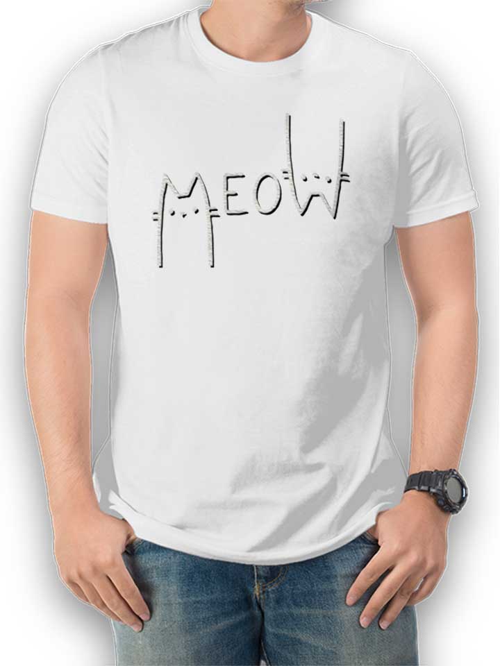 Meow Cat T-Shirt weiss L