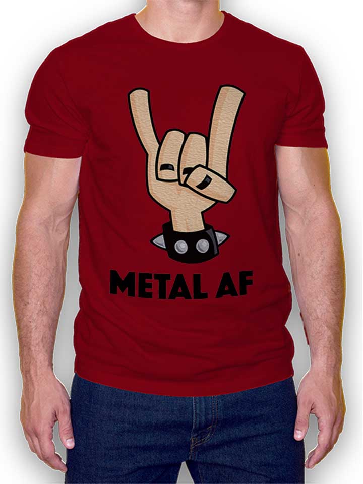 Metal Af Devil Horns T-Shirt bordeaux L