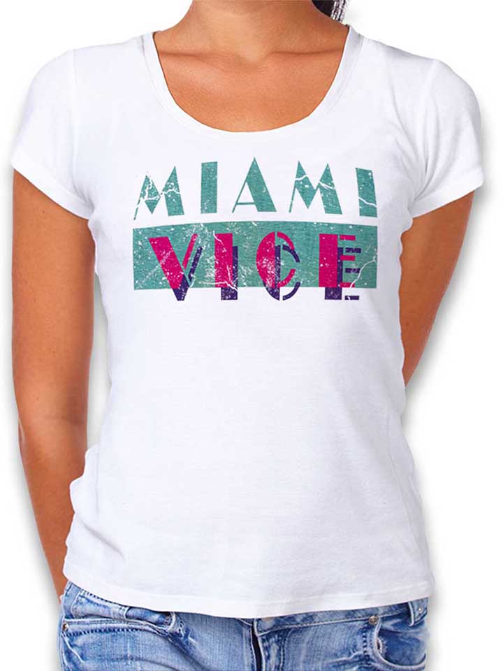 Miami Vice Vintage Damen T-Shirt weiss L