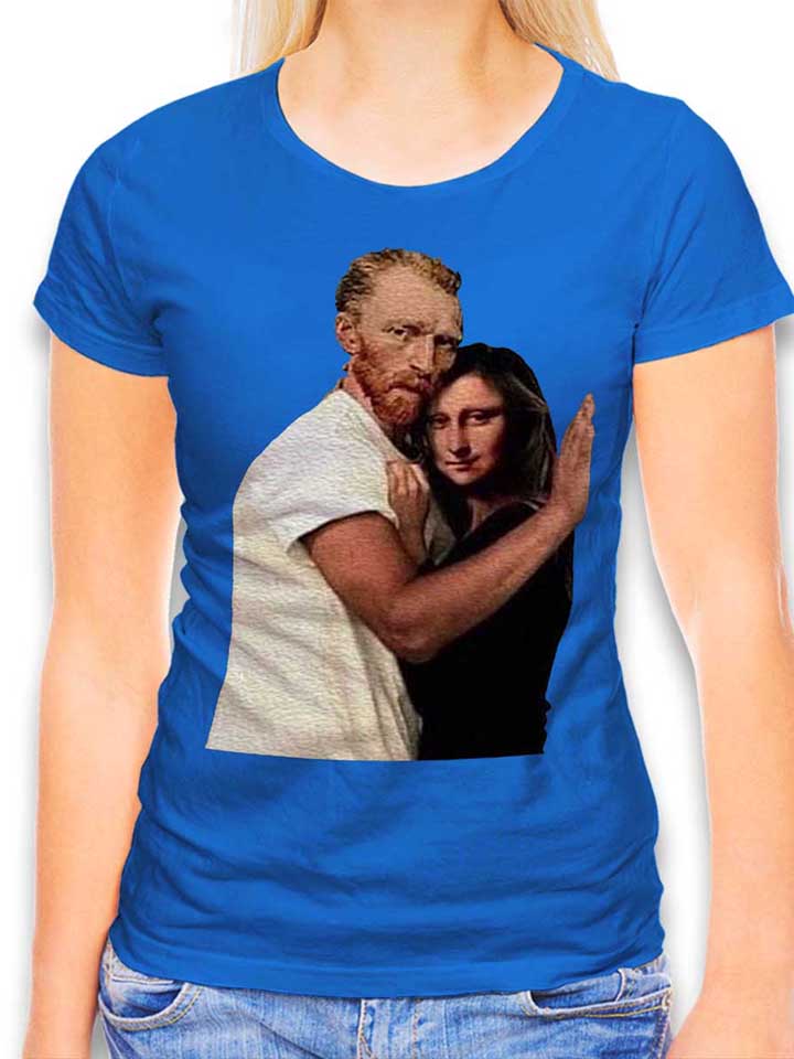 Mona Lisa Van Gogh Womens T-Shirt royal-blue L