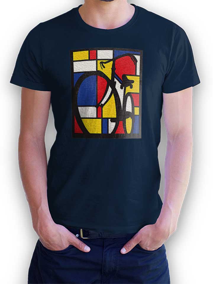 mondrian-bicycle-art-t-shirt dunkelblau 1