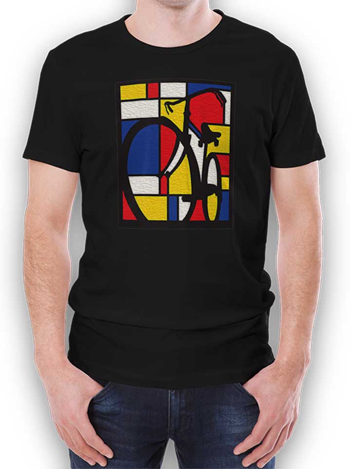 Mondrian Bicycle Art T-Shirt black L