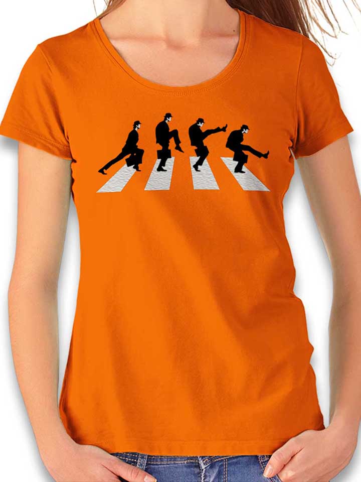 monty-python-abbey-road-damen-t-shirt orange 1