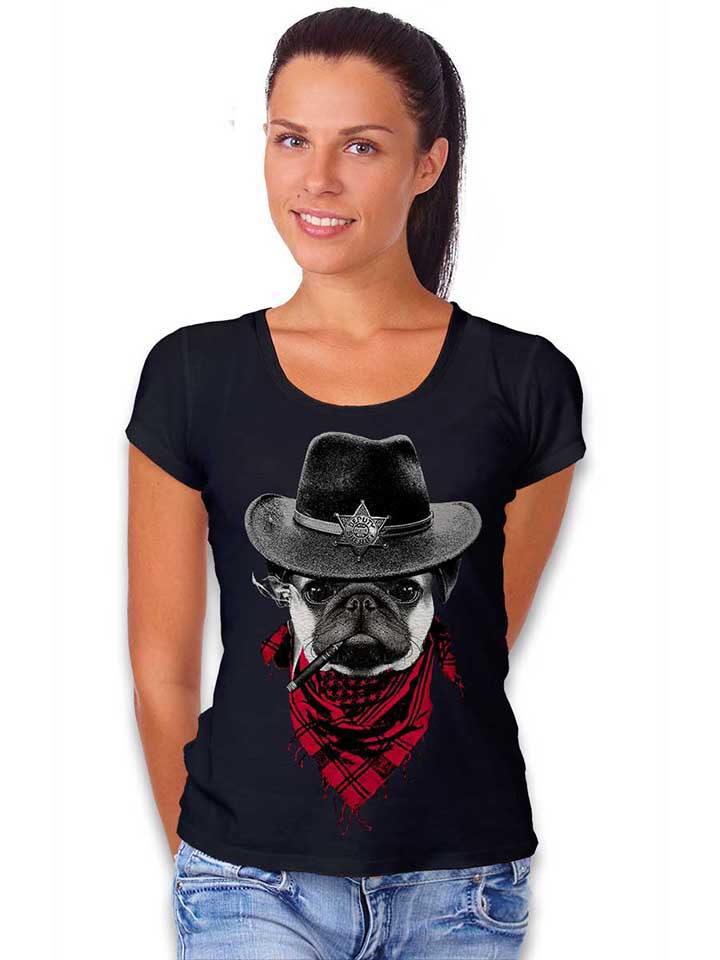 mops-sheriff-dog-damen-t-shirt schwarz 2