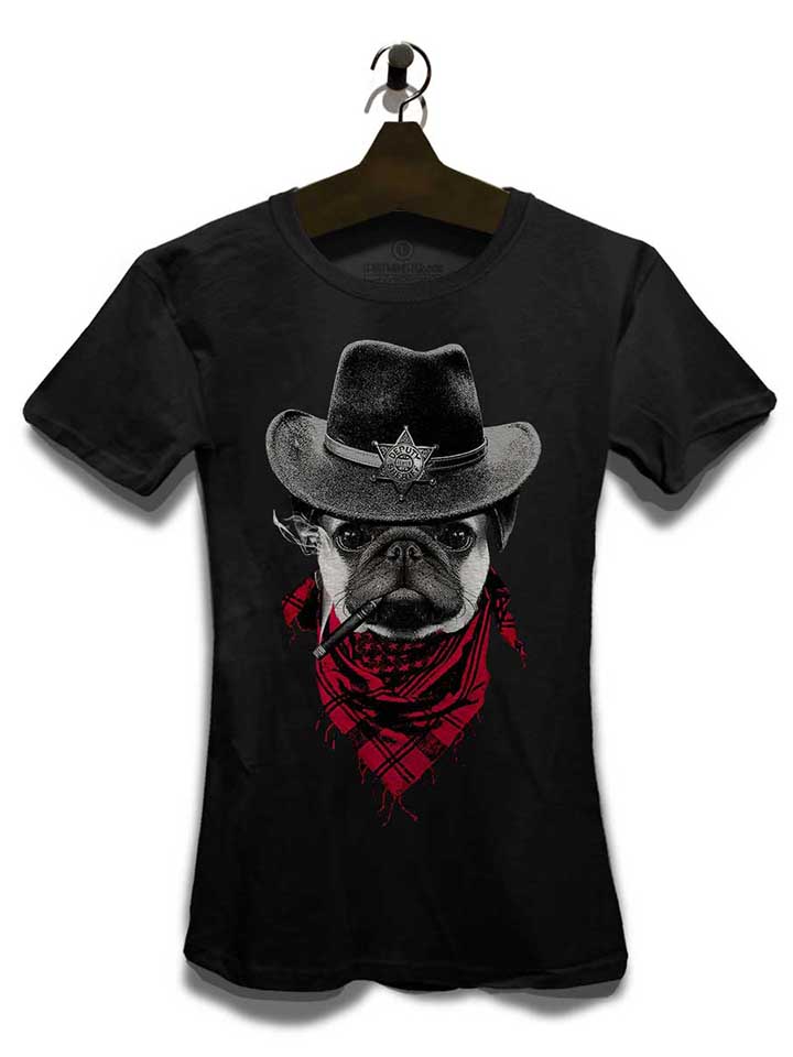 mops-sheriff-dog-damen-t-shirt schwarz 3