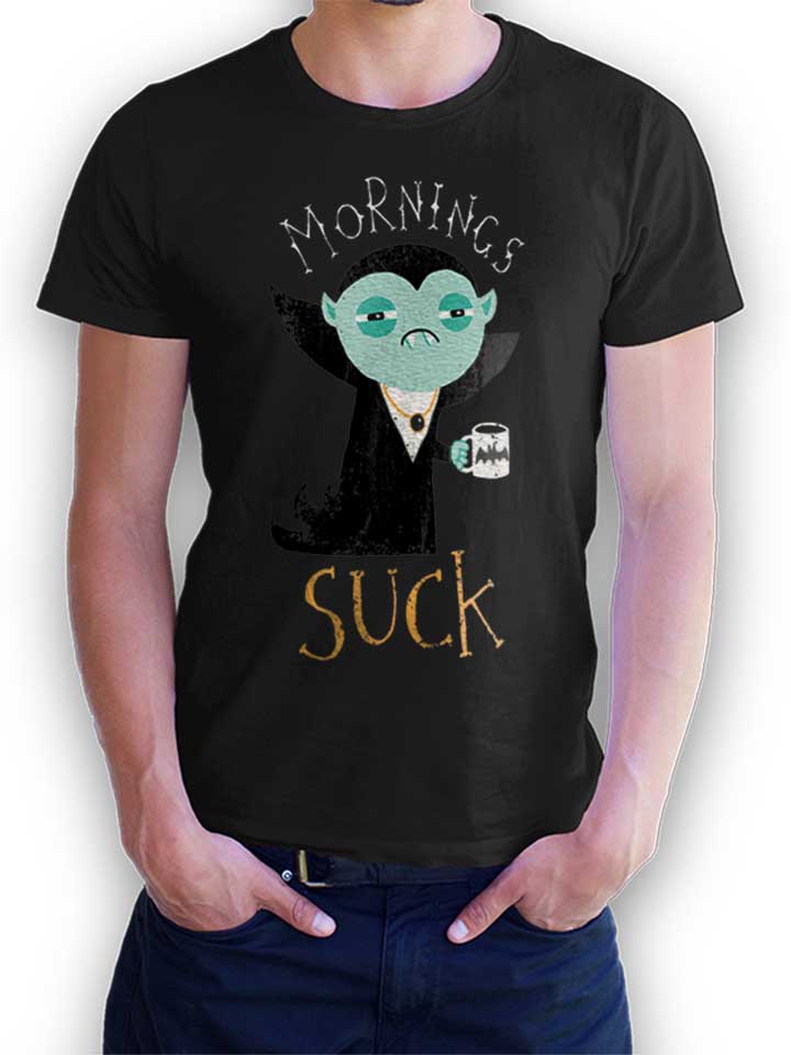 Mornings Suck Vampir T-Shirt schwarz L
