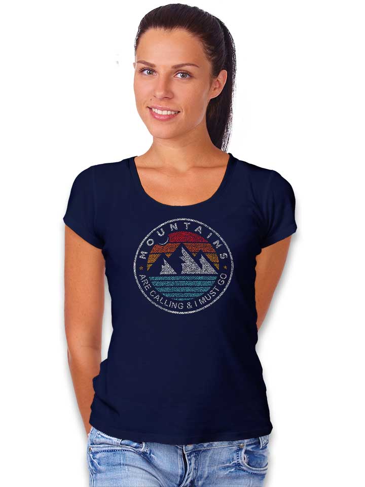 mountains-are-calling-damen-t-shirt dunkelblau 2