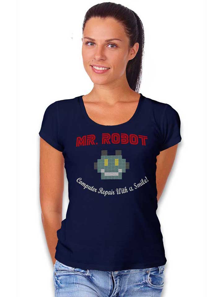 mr-robot-computer-repair-with-a-smile-damen-t-shirt dunkelblau 2