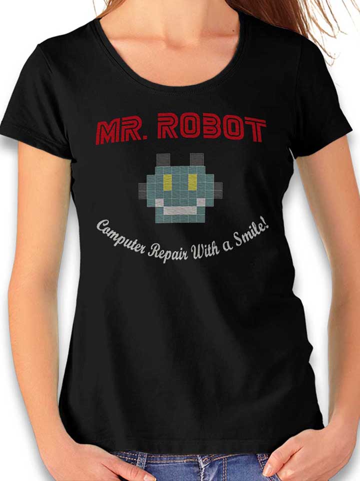 mr-robot-computer-repair-with-a-smile-damen-t-shirt schwarz 1
