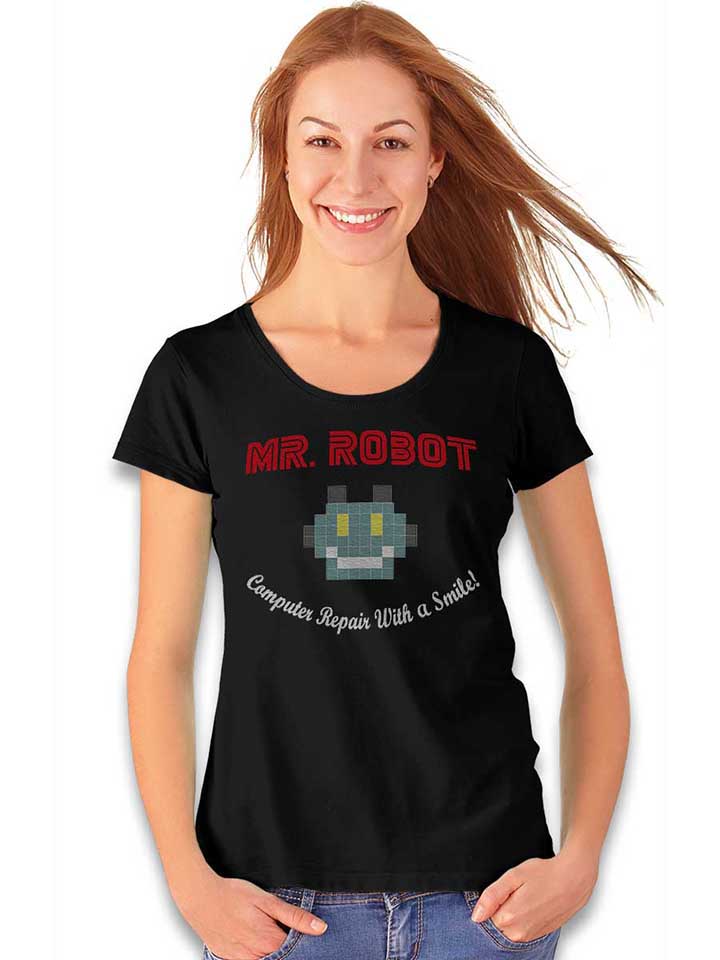 mr-robot-computer-repair-with-a-smile-damen-t-shirt schwarz 2