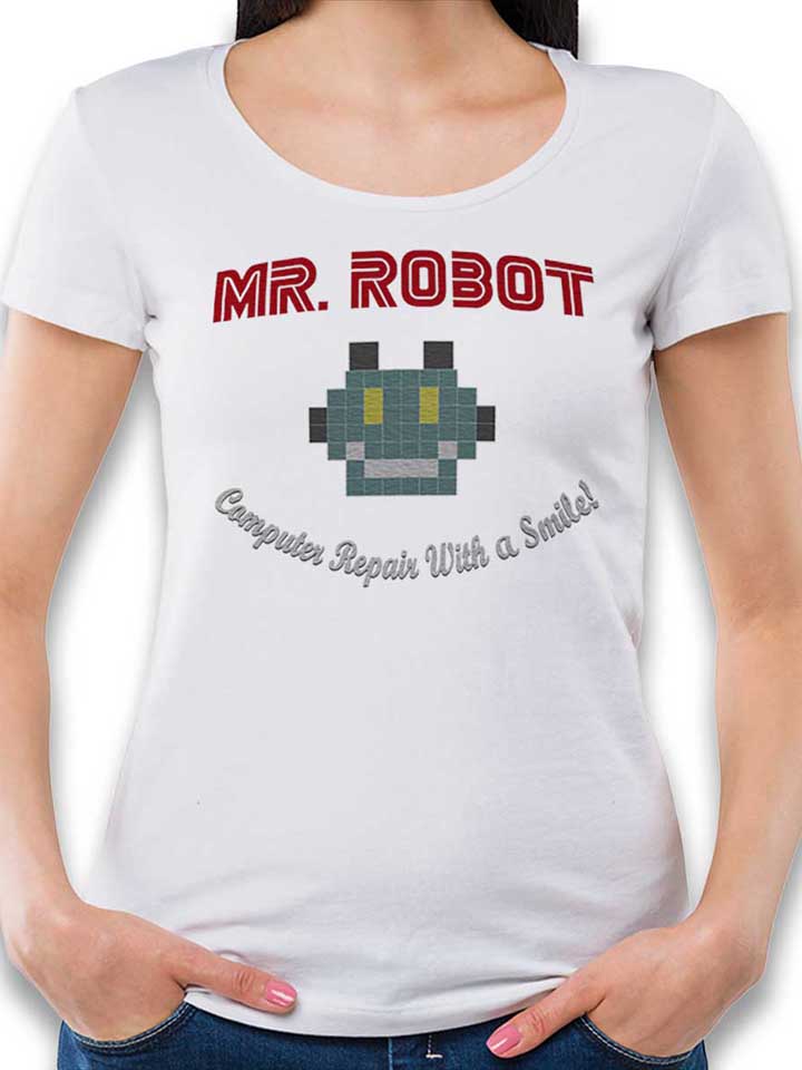 mr-robot-computer-repair-with-a-smile-damen-t-shirt weiss 1