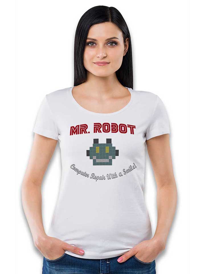 mr-robot-computer-repair-with-a-smile-damen-t-shirt weiss 2