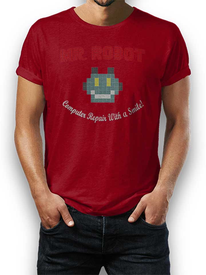 Mr Robot Computer Repair With A Smile T-Shirt maroon L