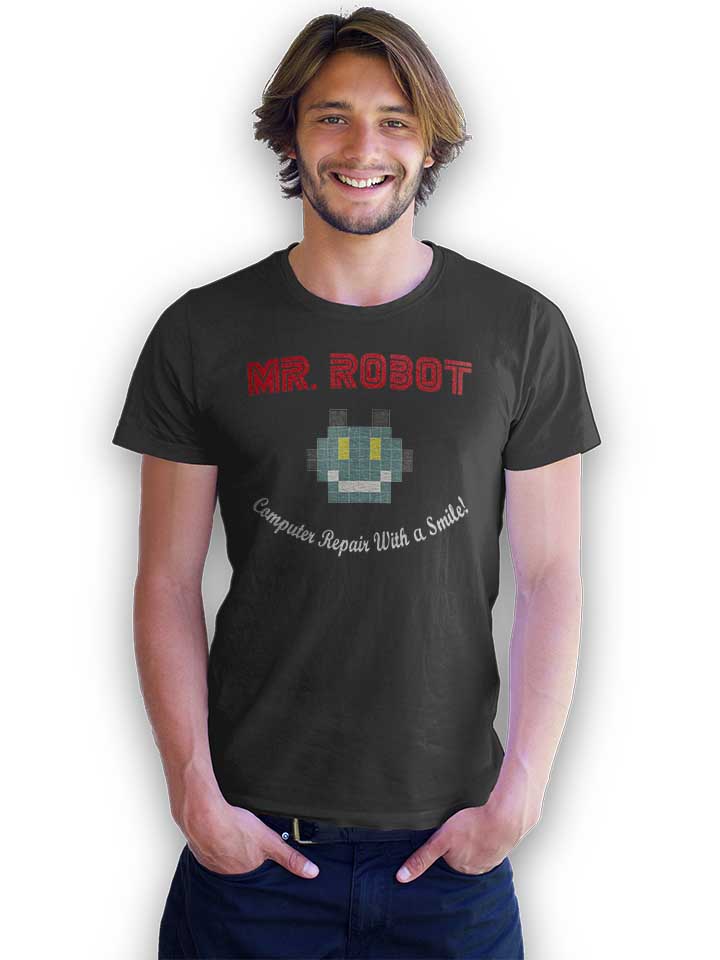 mr-robot-computer-repair-with-a-smile-t-shirt dunkelgrau 2
