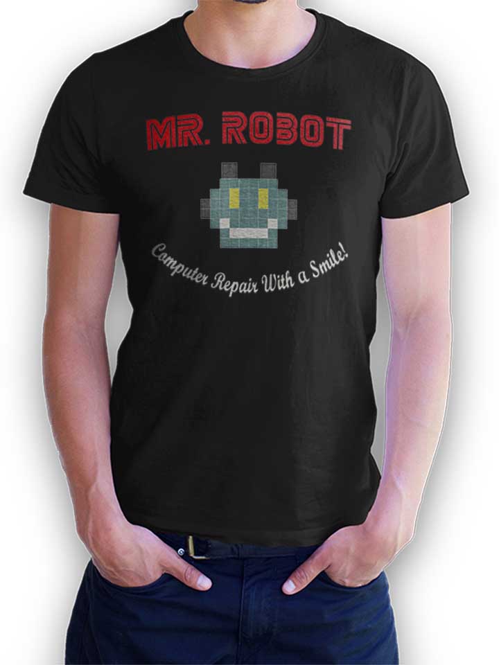 Mr Robot Computer Repair With A Smile T-Shirt black L