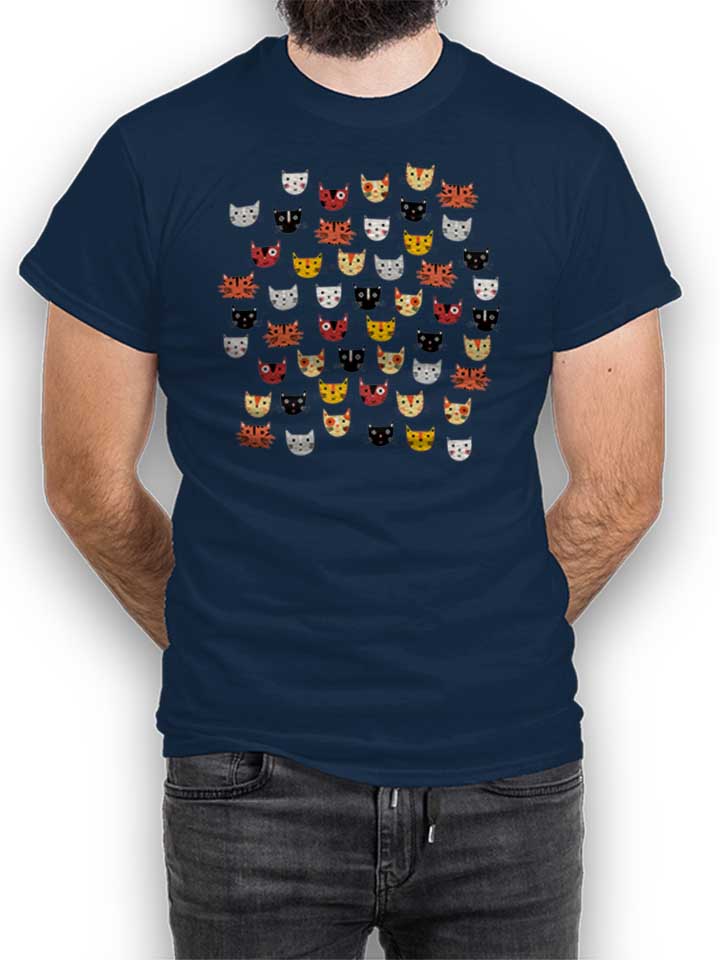 multiple-cats-t-shirt dunkelblau 1