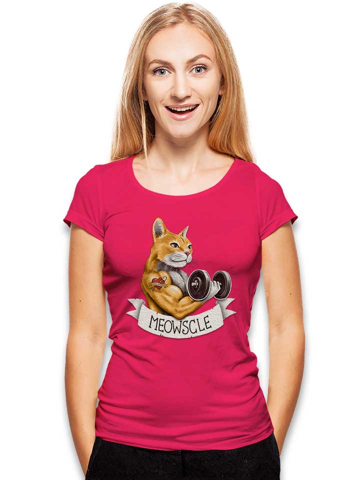 muscle-cat-damen-t-shirt fuchsia 2