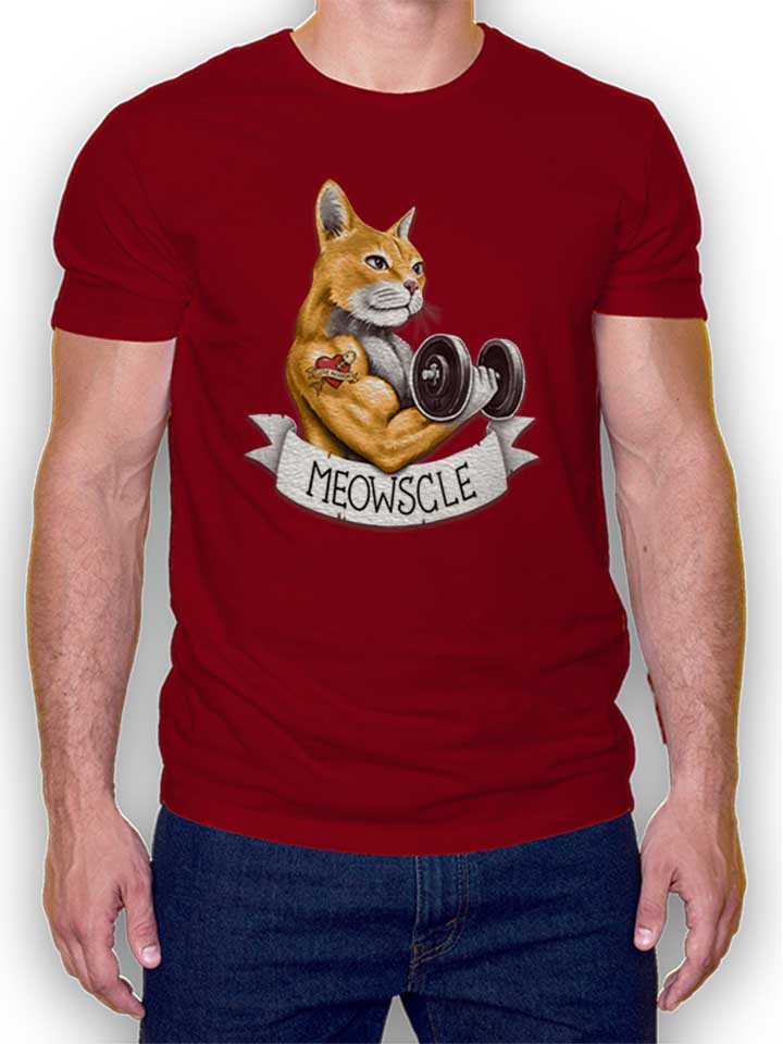 Muscle Cat T-Shirt maroon L