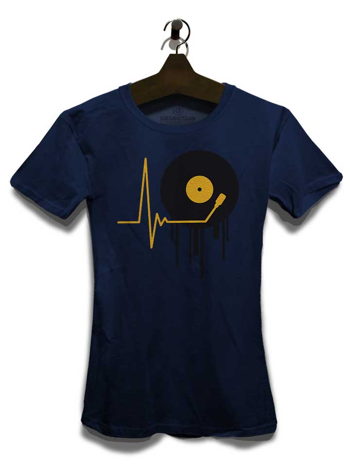 music-pulse-vinyl-damen-t-shirt dunkelblau 3